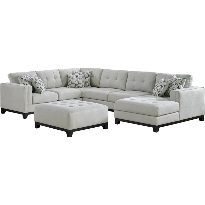 Wyatt Kymberly Stone Sectional 3PC Set & Ottoman
