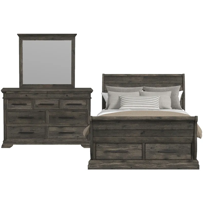 Park Ridge Charcoal 3PC Set w/Queen Sleigh Storage Bed