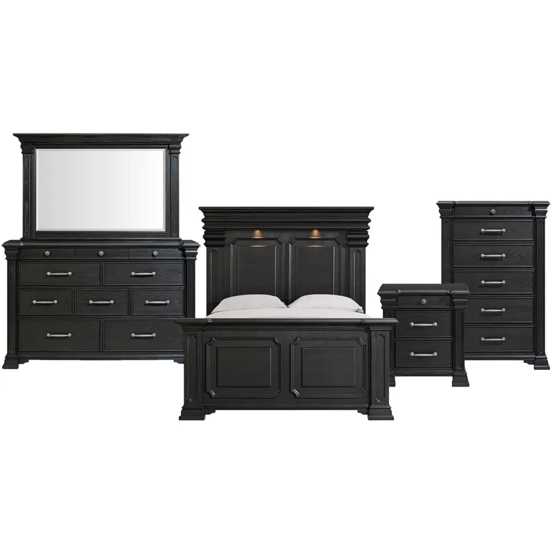 Kings Court Black 5PC Set w/Queen Bed