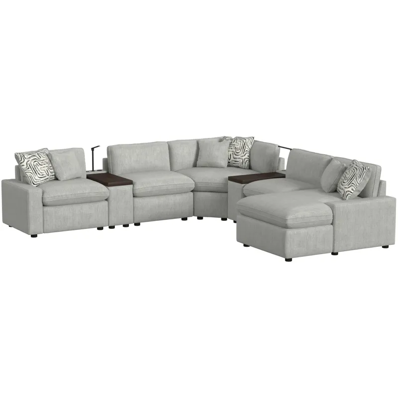 Options Three Alpha Fog Sectional 7PC Set & Ottoman - (3)P