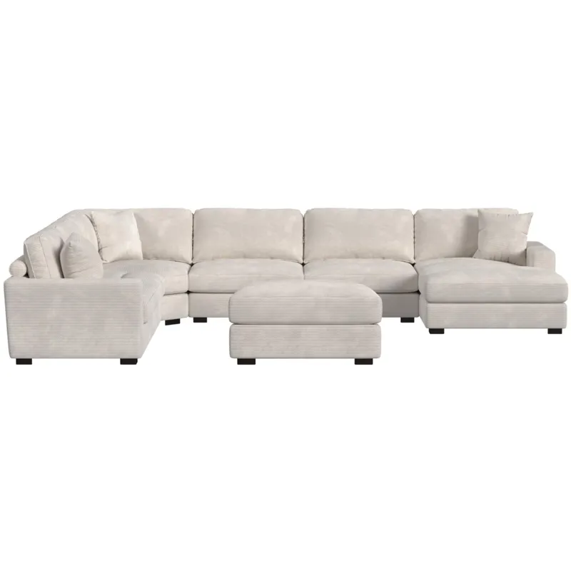 Arizona Steno Beige 6PC Sectional & Ottoman