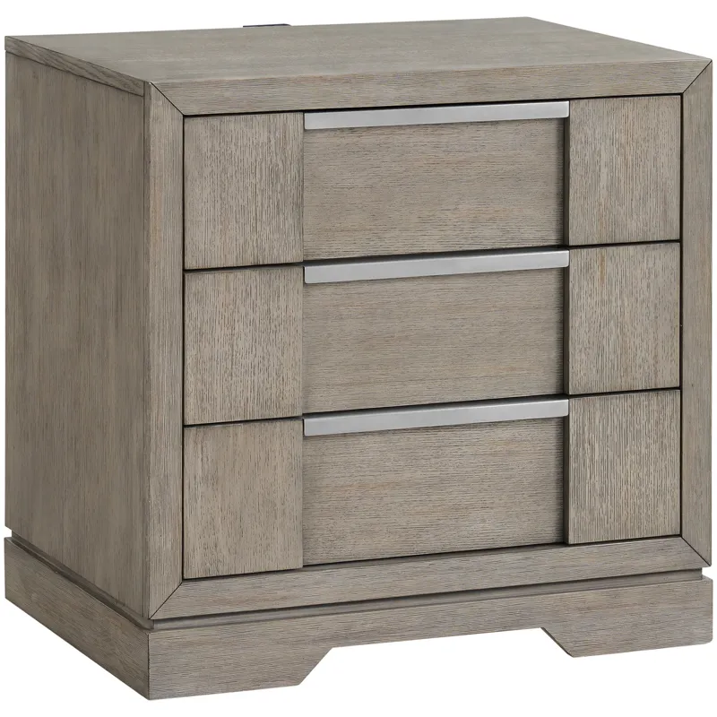 Kelis Grey 4PC Set w/Queen Bed w/ LED Strip & NS