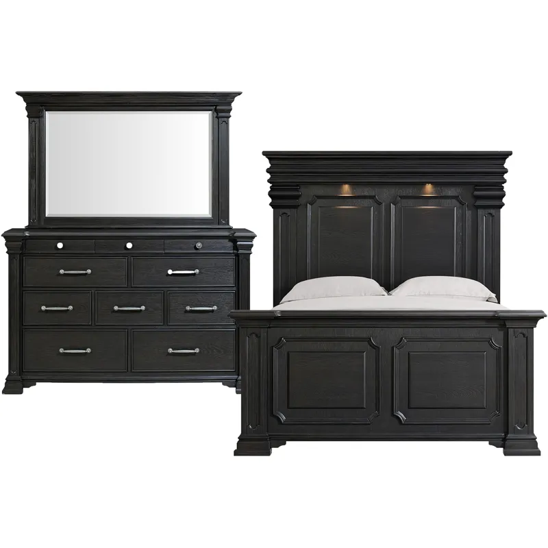 Kings Court Black 3PC Set w/Queen Bed