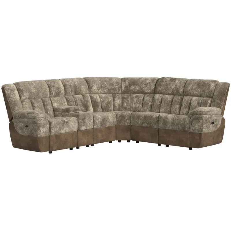 Santorini Dillon/Shire Cappuccino Sectional 6PC Set w/Power- 2P