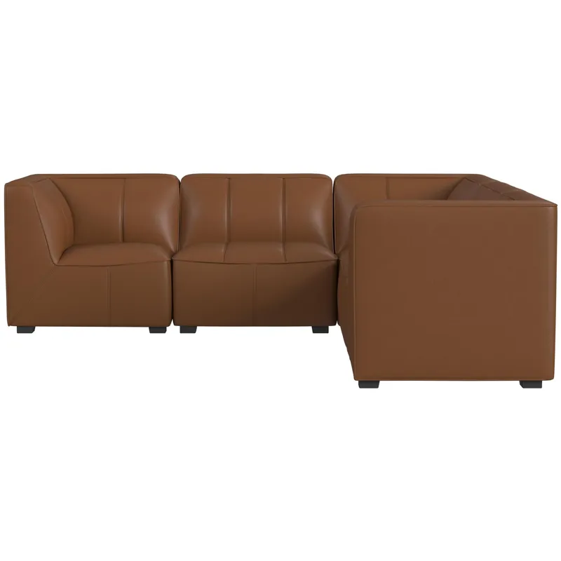 Blake Pebble Tan Sectional 5PC Set & Ottoman