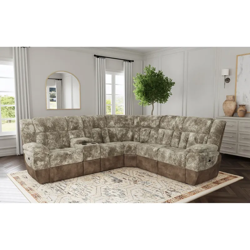 Santorini Dillon/Shire Cappuccino Sectional 6PC Set w/Power- 2P