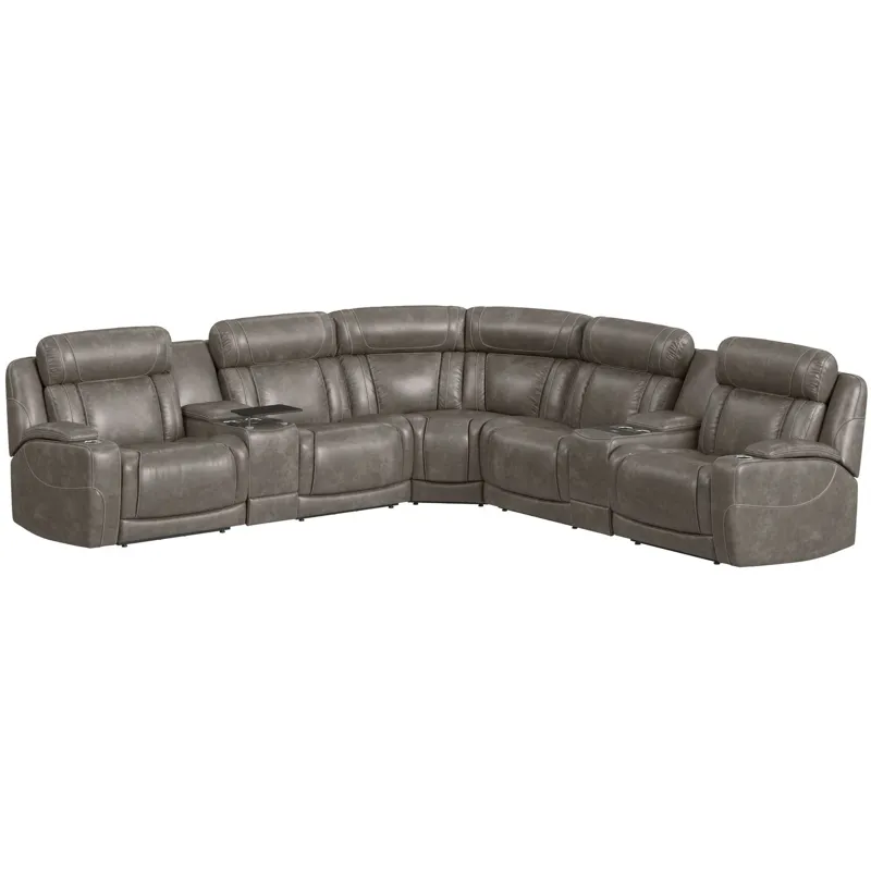 Phantom Leather Gel Grey Sectional 7PC Set- 3PP