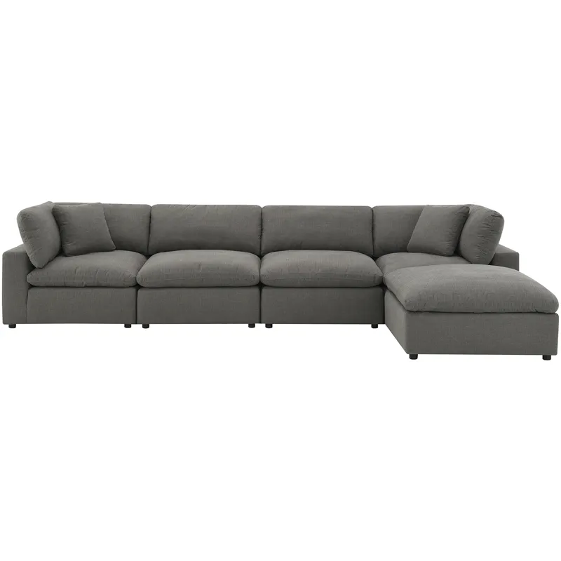 Cloud 9 Garrison Charcoal 4PC Sectional & Ottoman