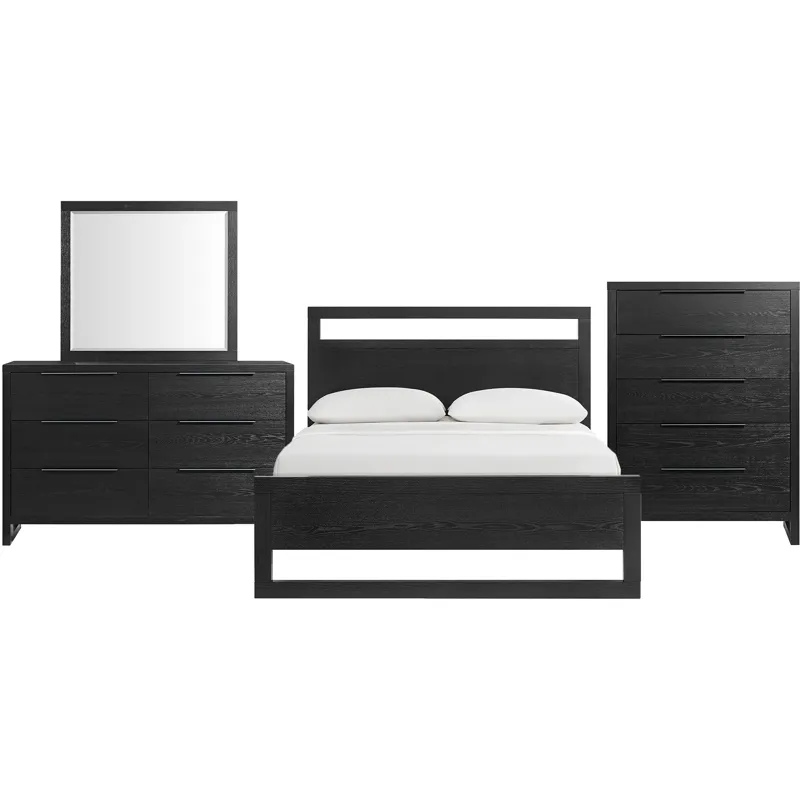 Island Black 4PC Queen Set w/CH