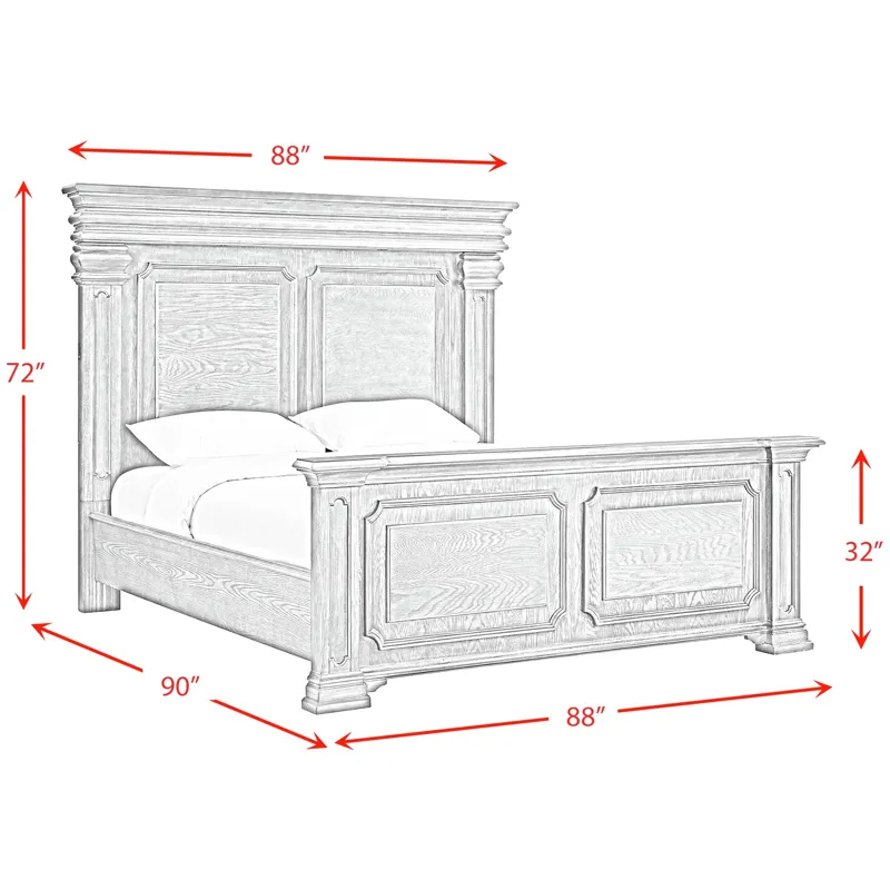 Kings Court Black 4PC Set w/Queen Bed and CH