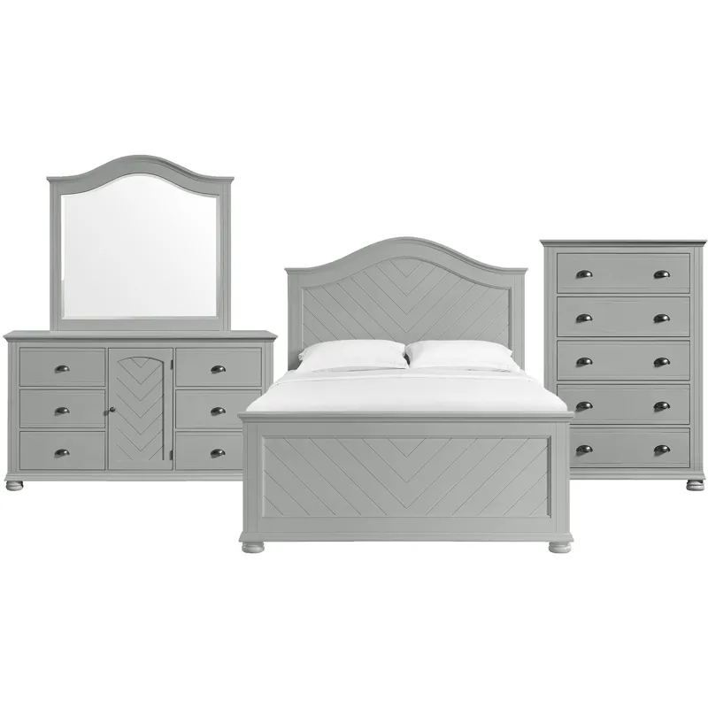 Kona Grey 4PC Set w/Queen Panel Bed & CH
