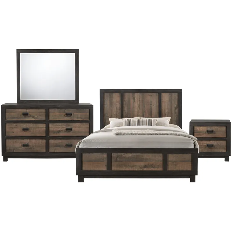Harlington Walnut 4PC Set w/Queen Bed and NS