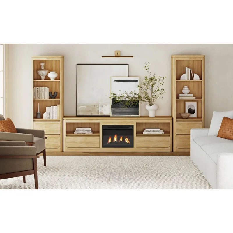Rosalie Natural 4PC Set w/82" TV Console with Fireplace Insert (Ships in 4 Boxes)