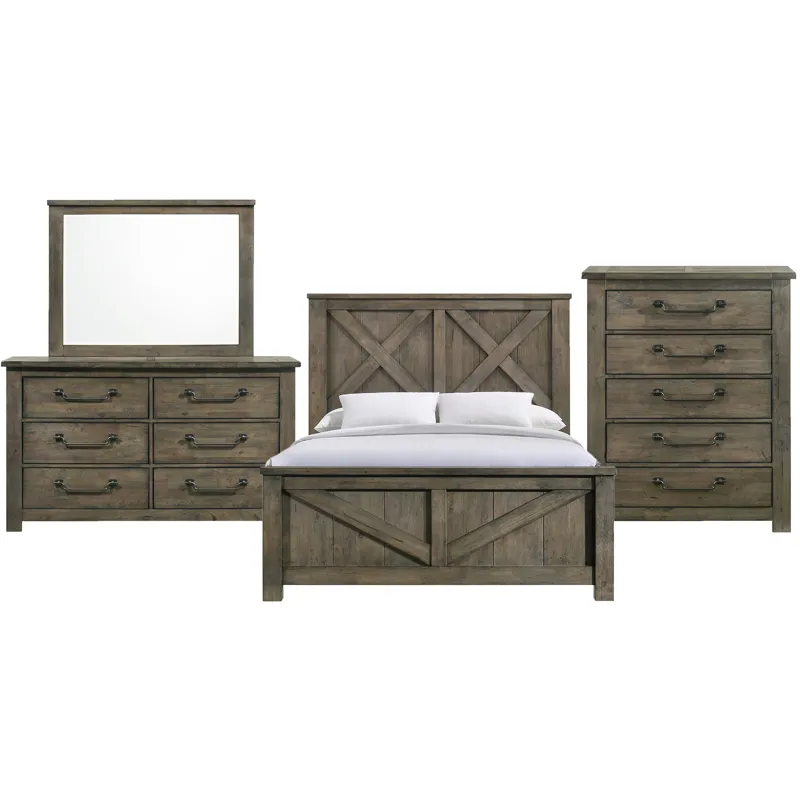 Maverick Antique Grey 4PC Set w/ Queen Bed and CH