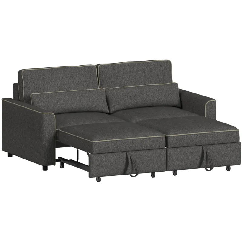 Sonic Hammertime Grey Sectional 2PC Set w/2 Pull Bed Chairs
