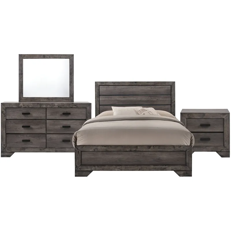 Nathan Grey Oak 4PC Queen Set w/NS