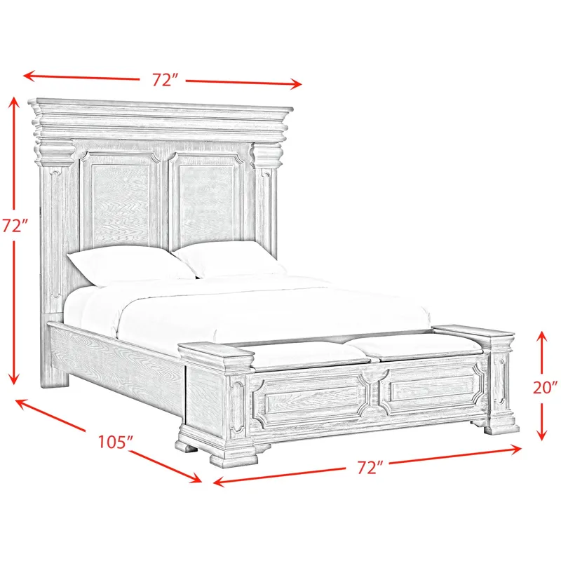 Kings Court Grey 3PC Set w/Queen Storage Bed