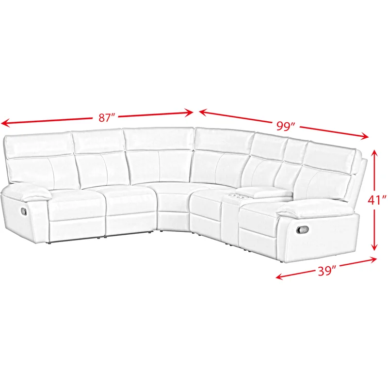 Wildcat Aviarah Leather Silver Sectional 3PC Set