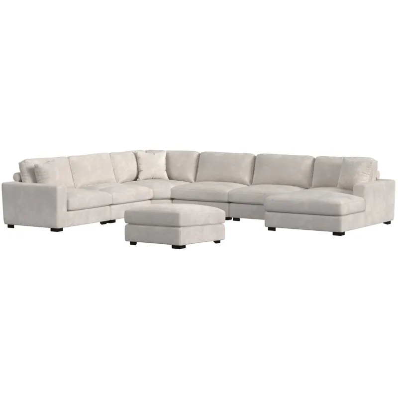 Arizona Steno Beige 6PC Sectional & Ottoman