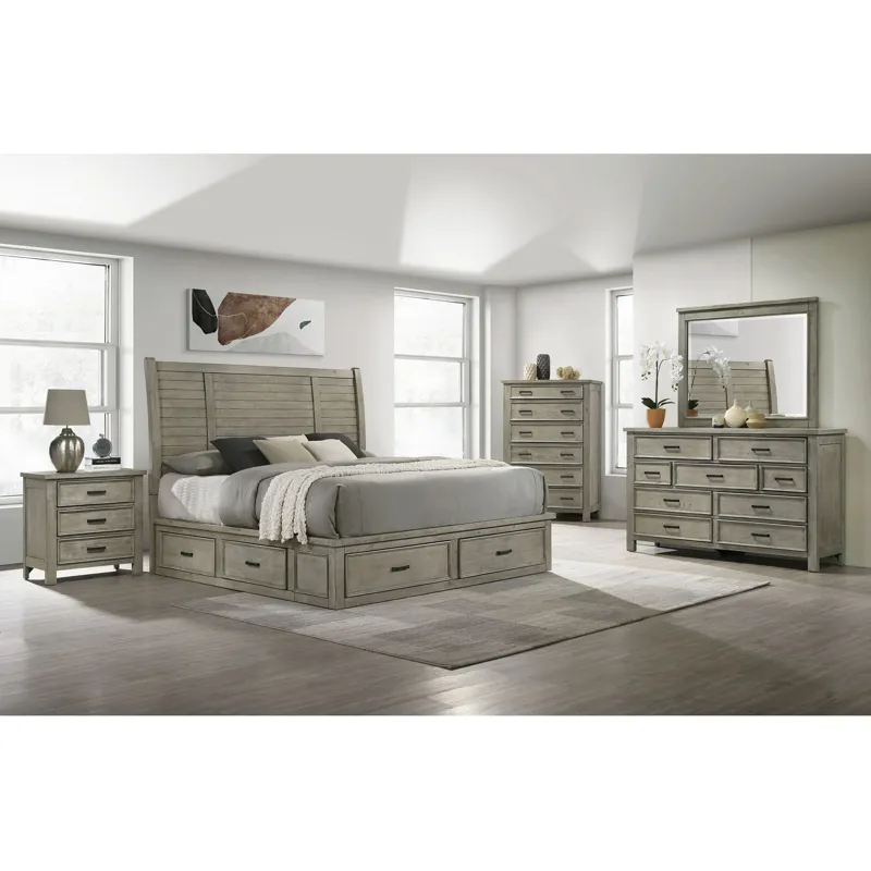 Sullivan Drift Grey 4PC Set w/Queen Bed with CH