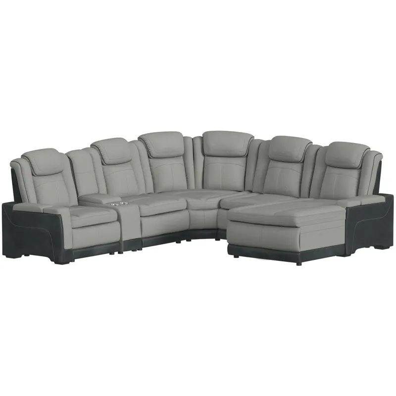 Lantana Rocky Cement/CharcoalSectional 6PC Set w/Chaise and DDT - (3)P2