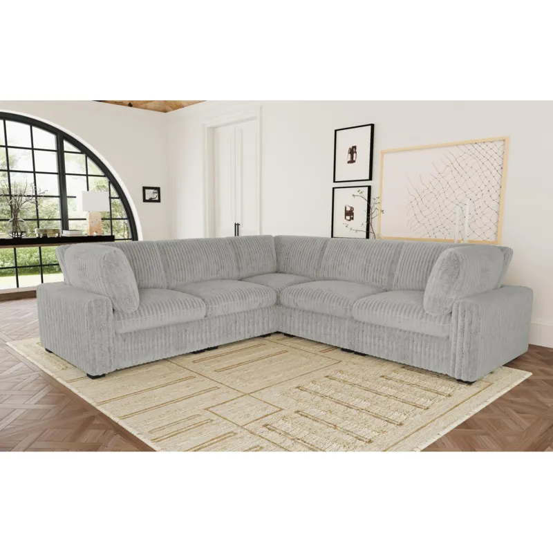 Esprit Grand Cord Light Grey Sectional 5PC Set
