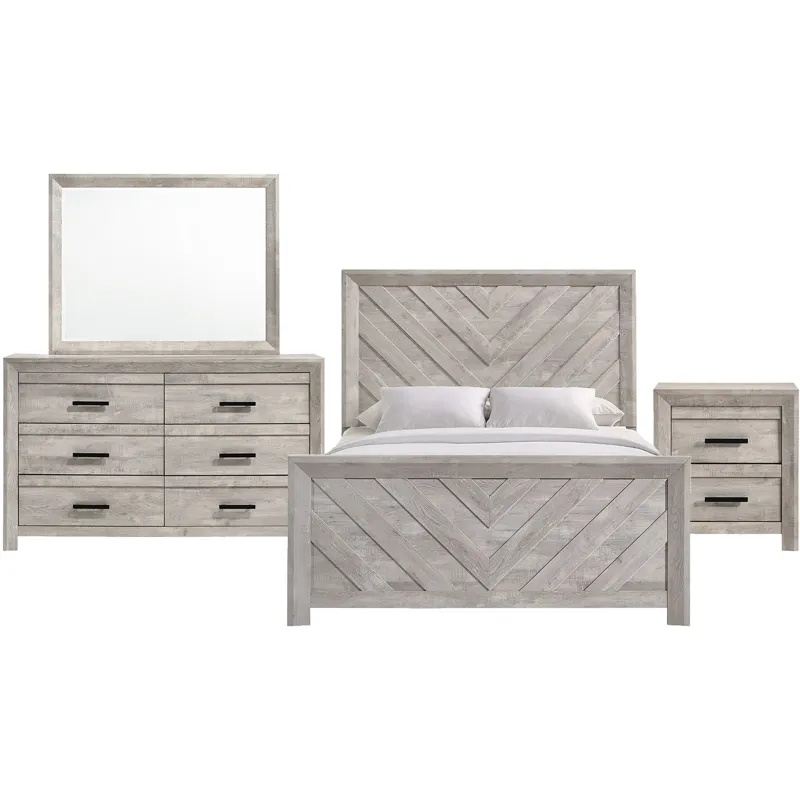 Eleanor White 4PC Set w/Queen Bed and NS