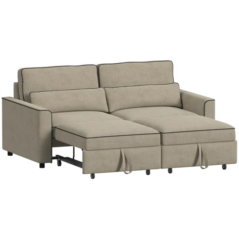 Sonic Hammertime Beige Sectional 2PC Set w/2 Pull Bed Chairs