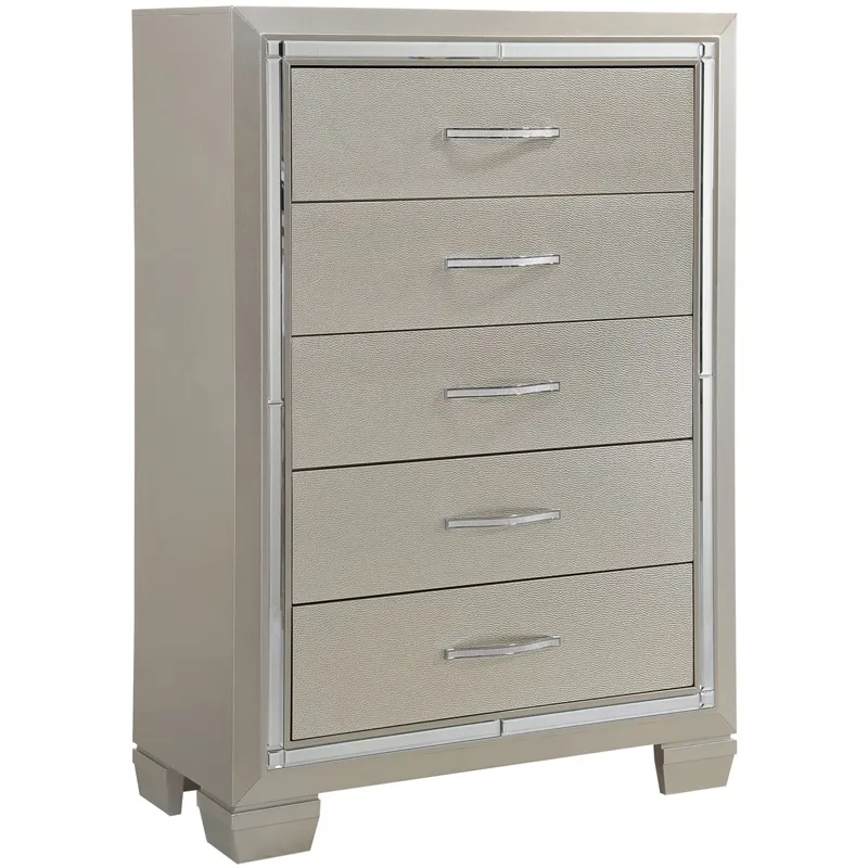 Platinum Champagne 5PC Set w/Queen Storage Bed