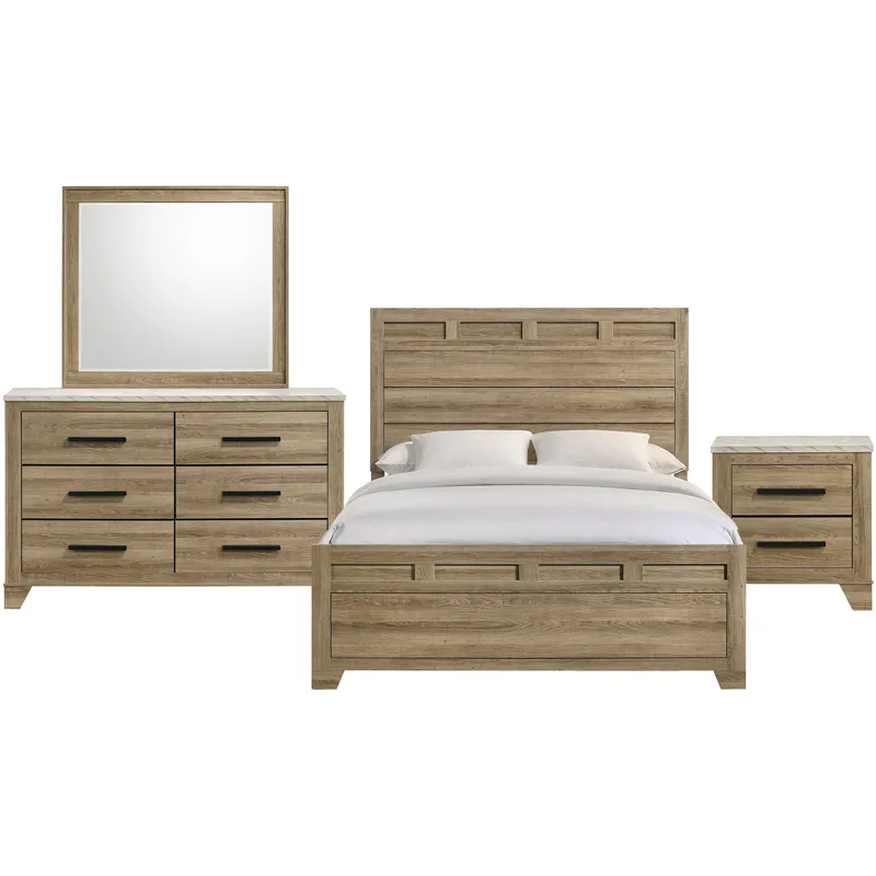 Caro Natural 4PC Queen Set w/Nightstand