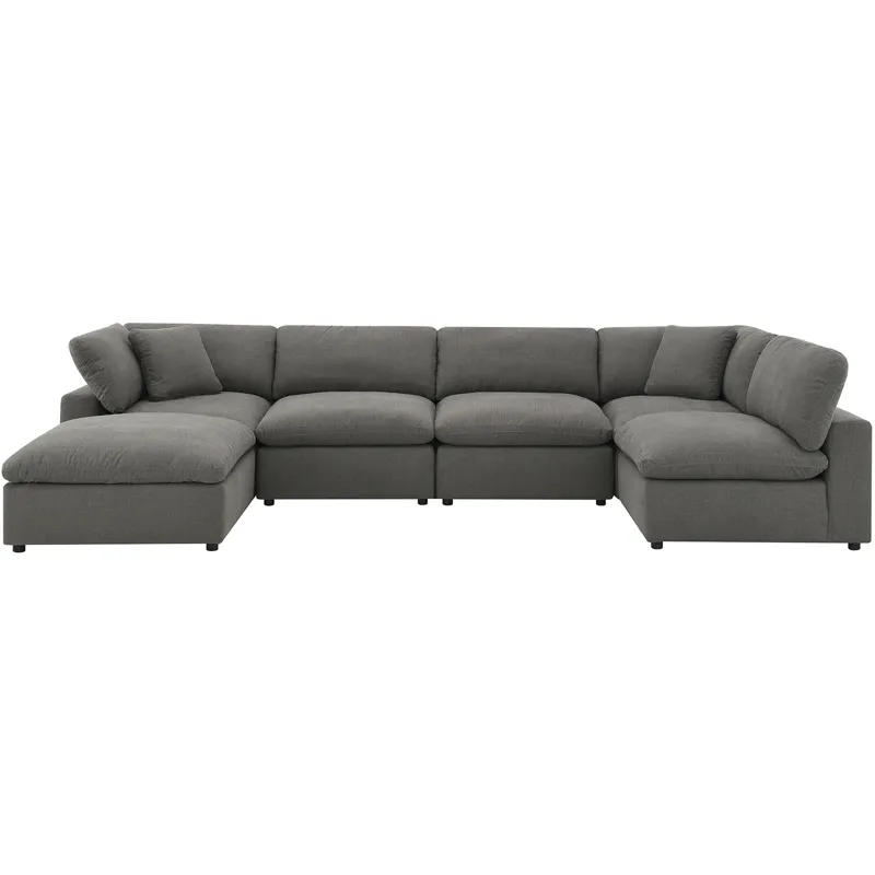 Cloud 9 Garrison Charcoal 5PC Sectional & Ottoman