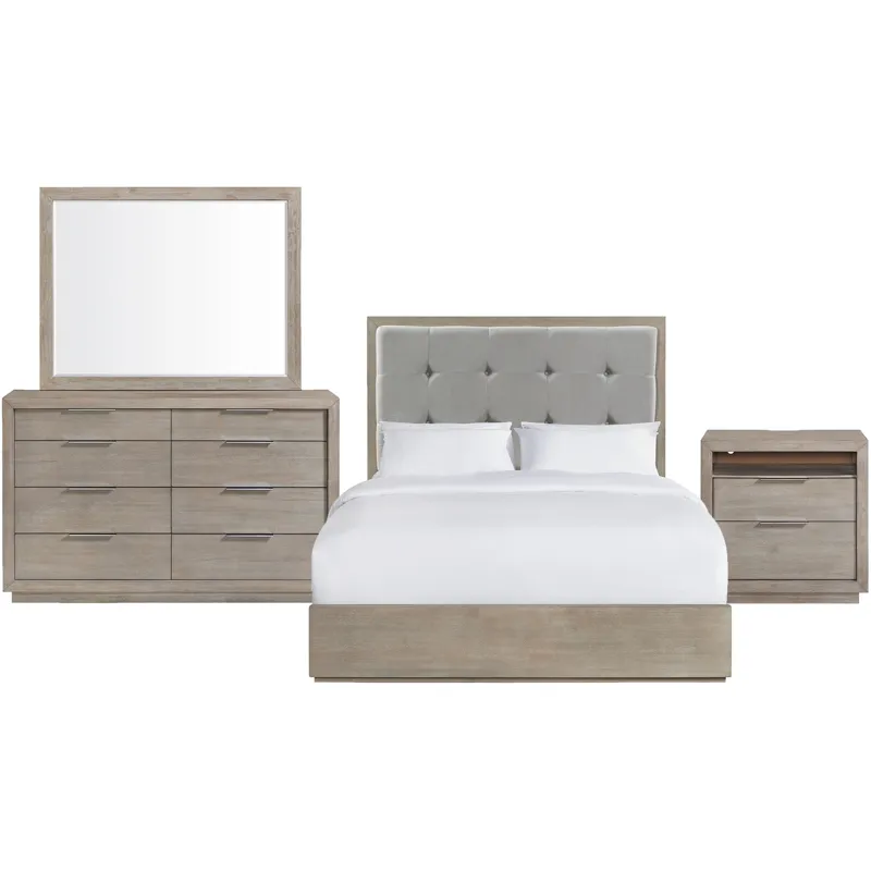 Arcadia Grey 4PC Set w/Queen Bed and NS