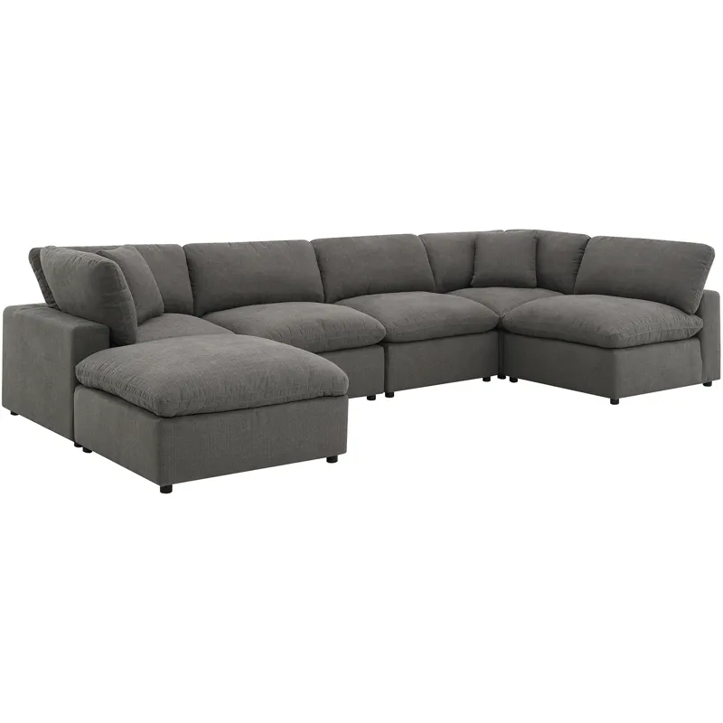 Cloud 9 Garrison Charcoal 5PC Sectional & Ottoman
