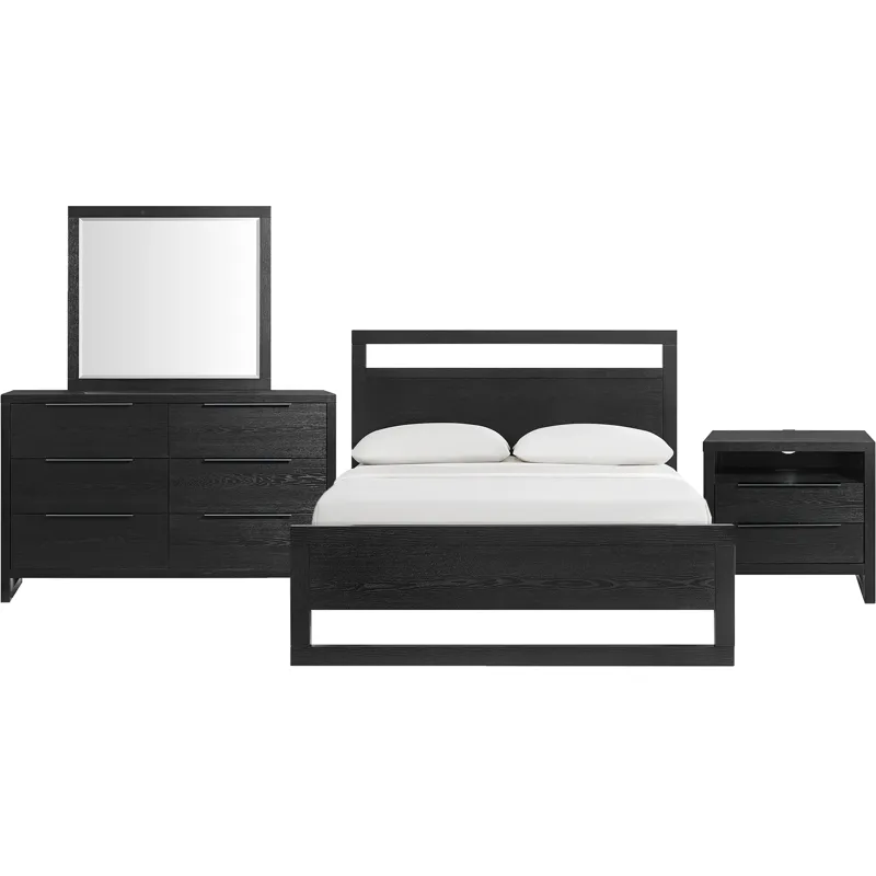 Island Black 4PC Queen Set w/NS