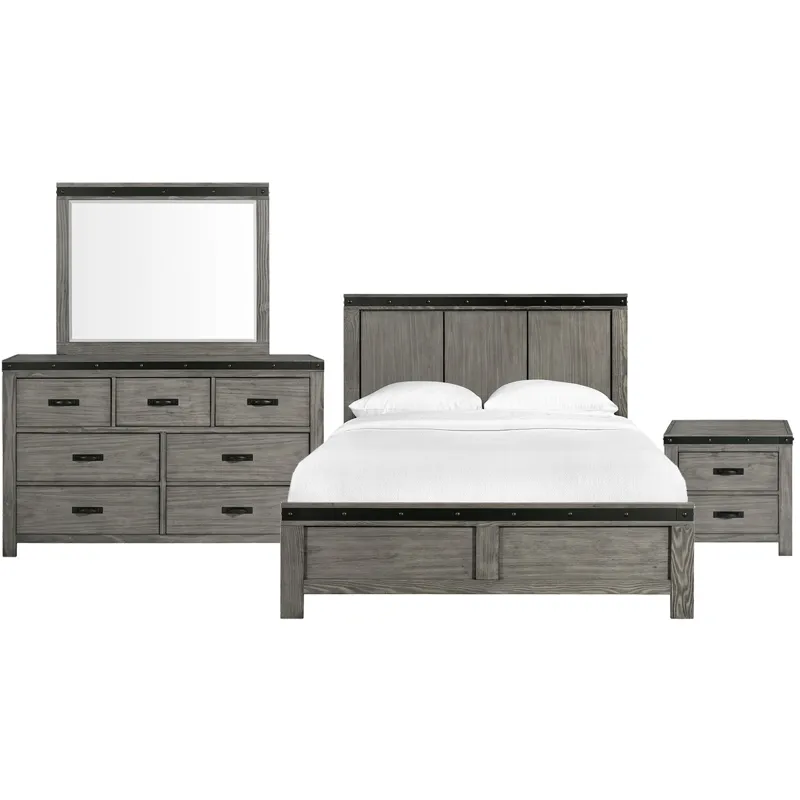 Wade Grey 4PC Queen Set w/NS