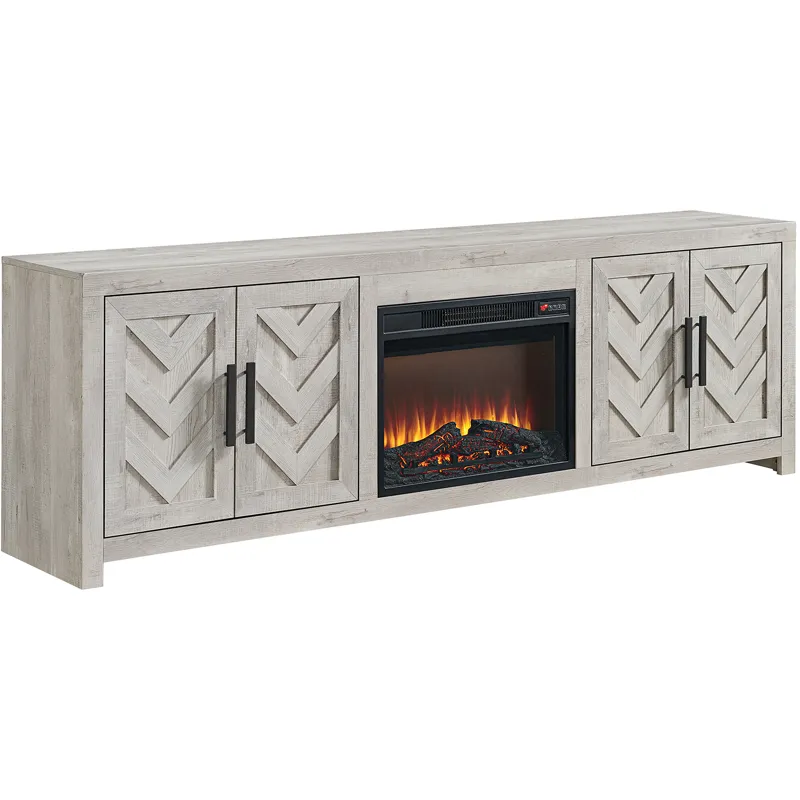 Eleanor White 4PC Set w/82" TV Console with Fireplace Insert (Ships in 4 Boxes)