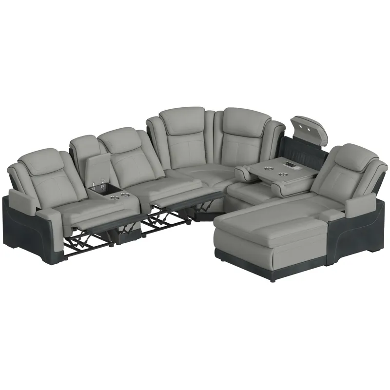 Lantana Rocky Cement/CharcoalSectional 6PC Set w/Chaise and DDT - (3)P2