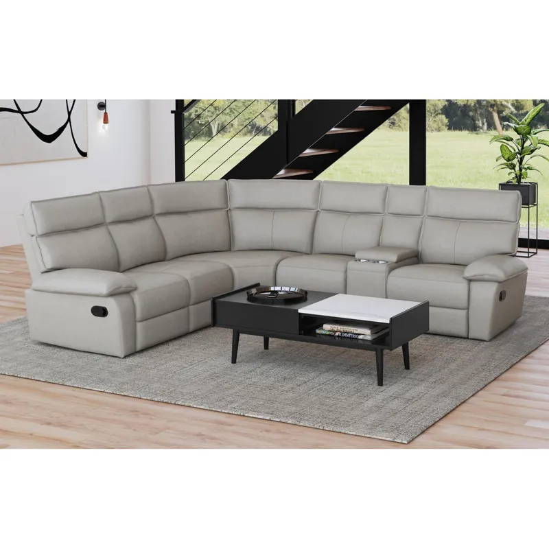 Wildcat Aviarah Leather Silver Sectional 3PC Set