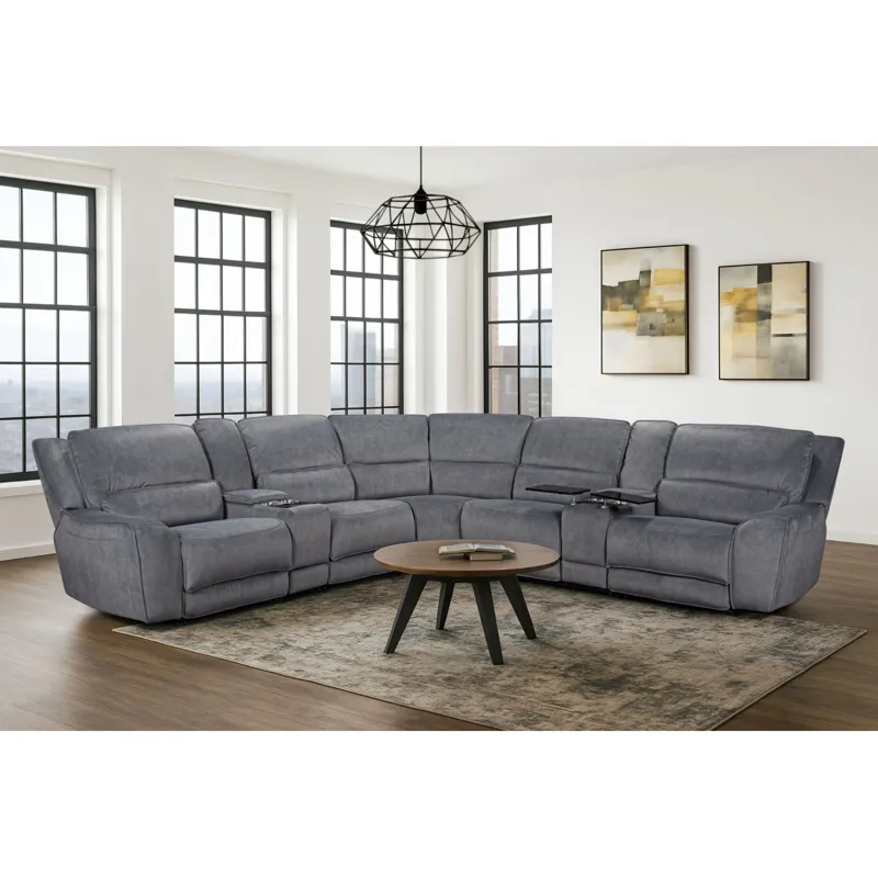 Black Hawk Power Motion 7 PC Sectional in Valeria Dolphin - (3)P2