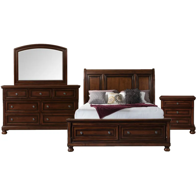 Kingston Cherry Brown 4PC Set w/Queen Storage FB Bed with NS