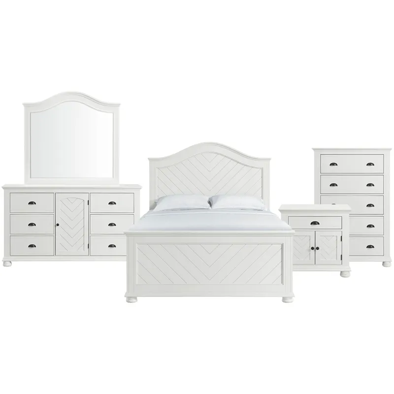 Kona White 5PC Set w/Queen Panel Bed