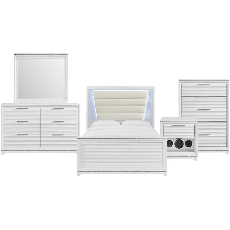 Denmark White 5PC Set w/Queen Bed