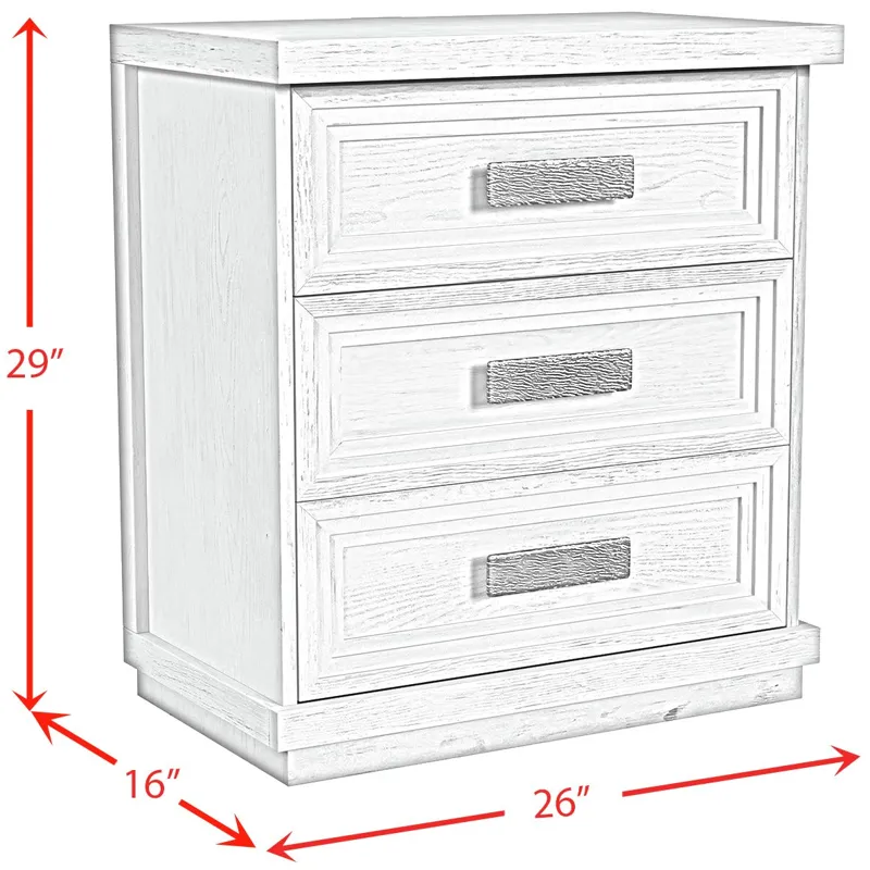 Avalanche Antique White 4PC Set w/Queen Storage Bed & NS