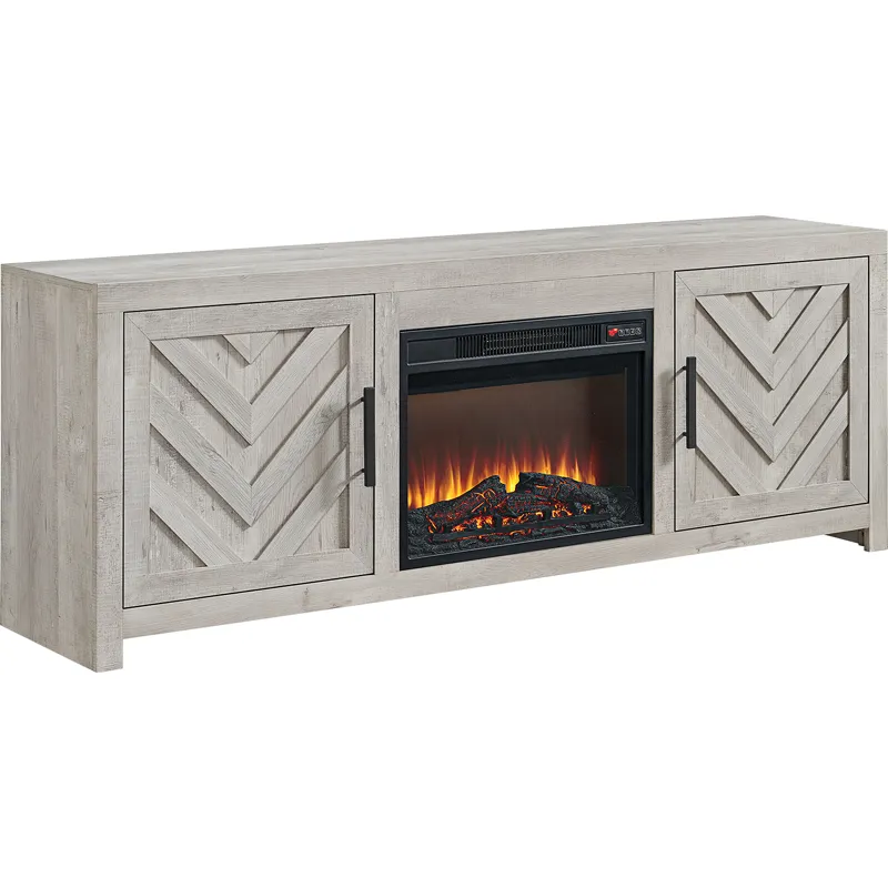Eleanor White 4PC Set w/71" TV Console with Fireplace Insert (Ships in 4 Boxes)