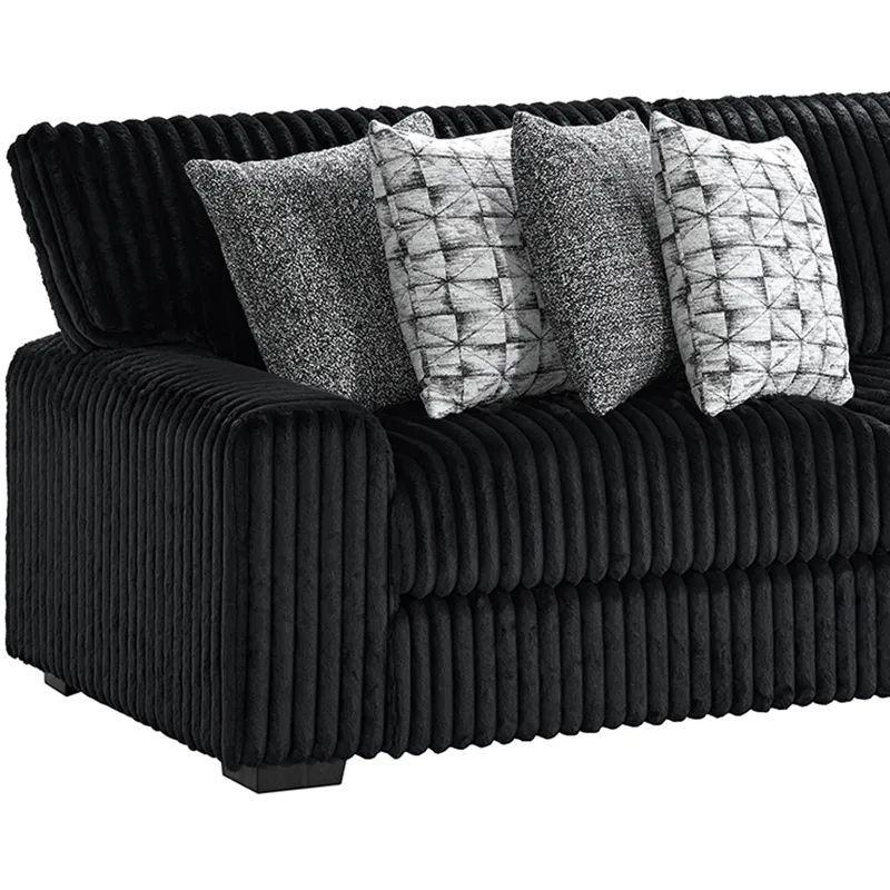 Nightfall Grand Cord Black Sectional 2PC Set