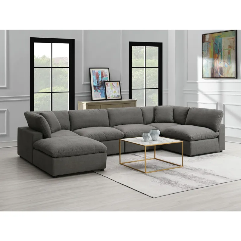 Cloud 9 Garrison Charcoal 5PC Sectional & Ottoman