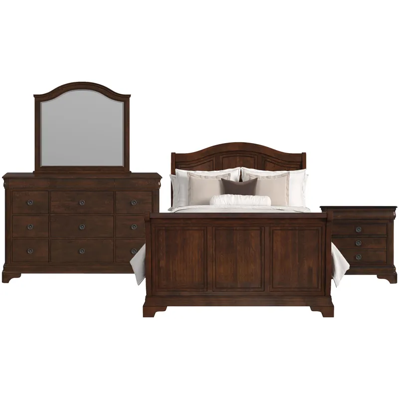 Cameron Cherry 4PC Set w/Queen SL Bed and NS