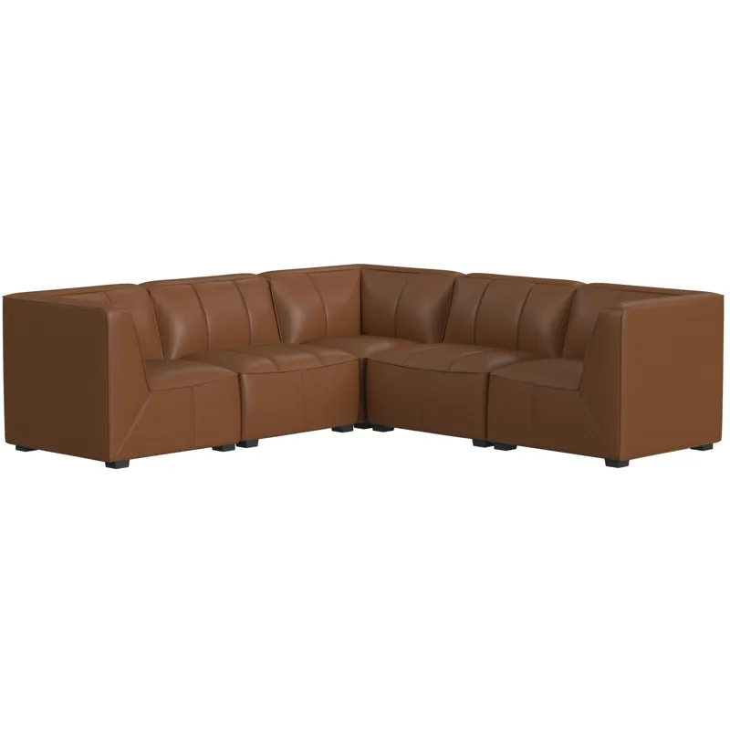 Blake Pebble Tan Sectional 5PC Set & Ottoman