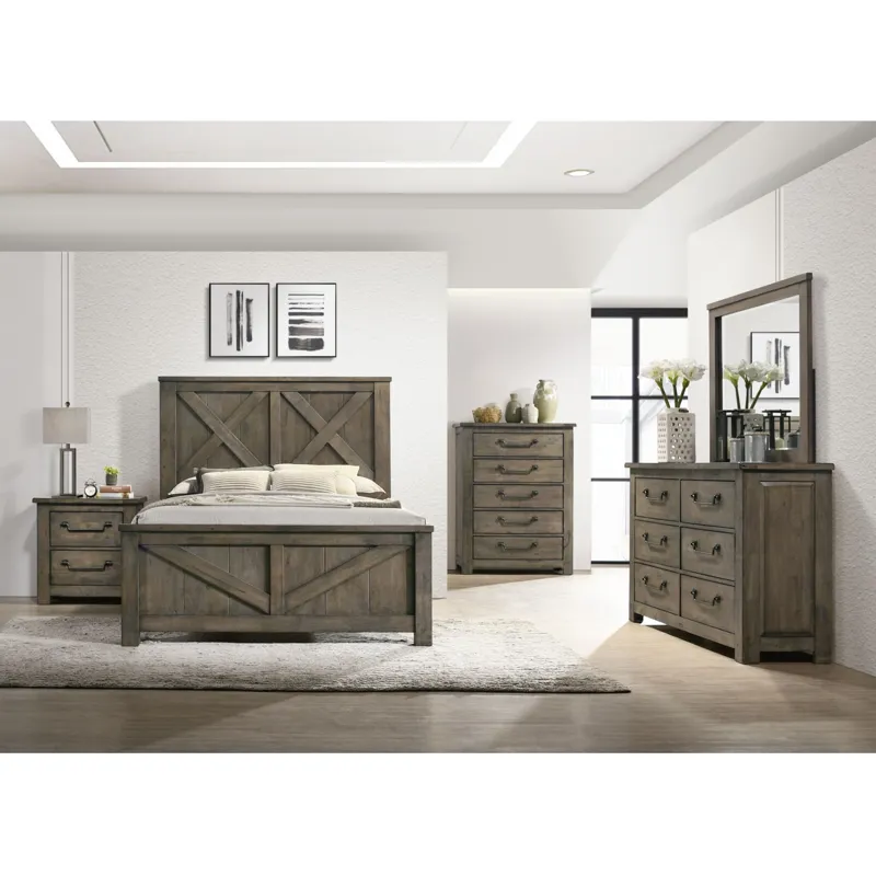 Maverick Antique Grey 4PC Set w/ Queen Bed and CH
