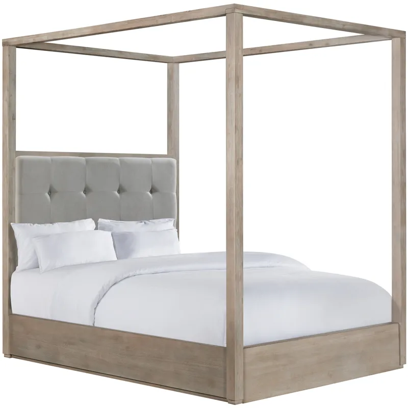 Arcadia Grey 5PC Set w/Queen Canopy Bed